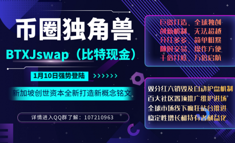 2024年碧圈“独角兽”一一新概念铭文比特现金BTXJswap即将于本月十日横空出世！